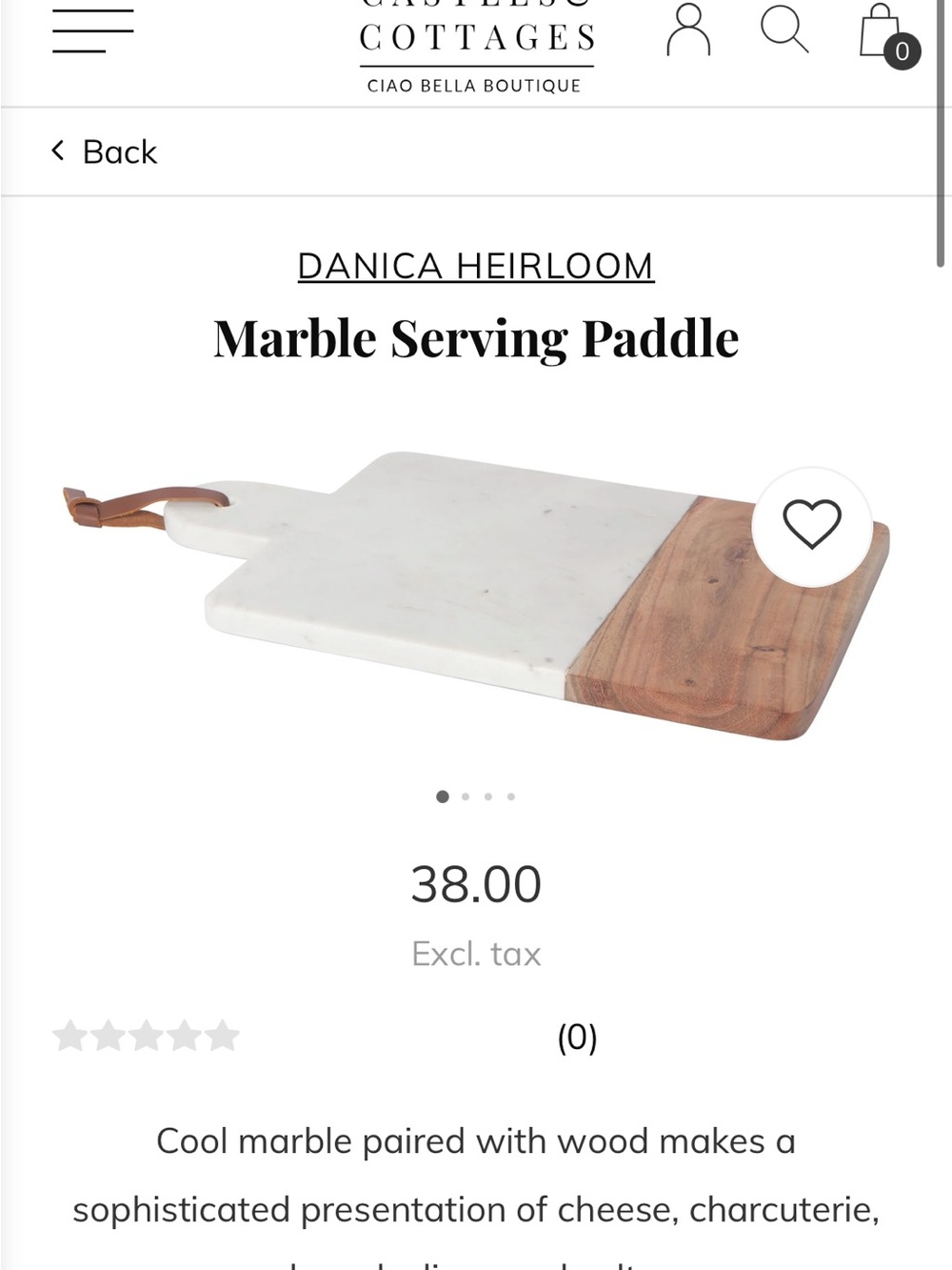 White Marble & Wood Serving Paddle
